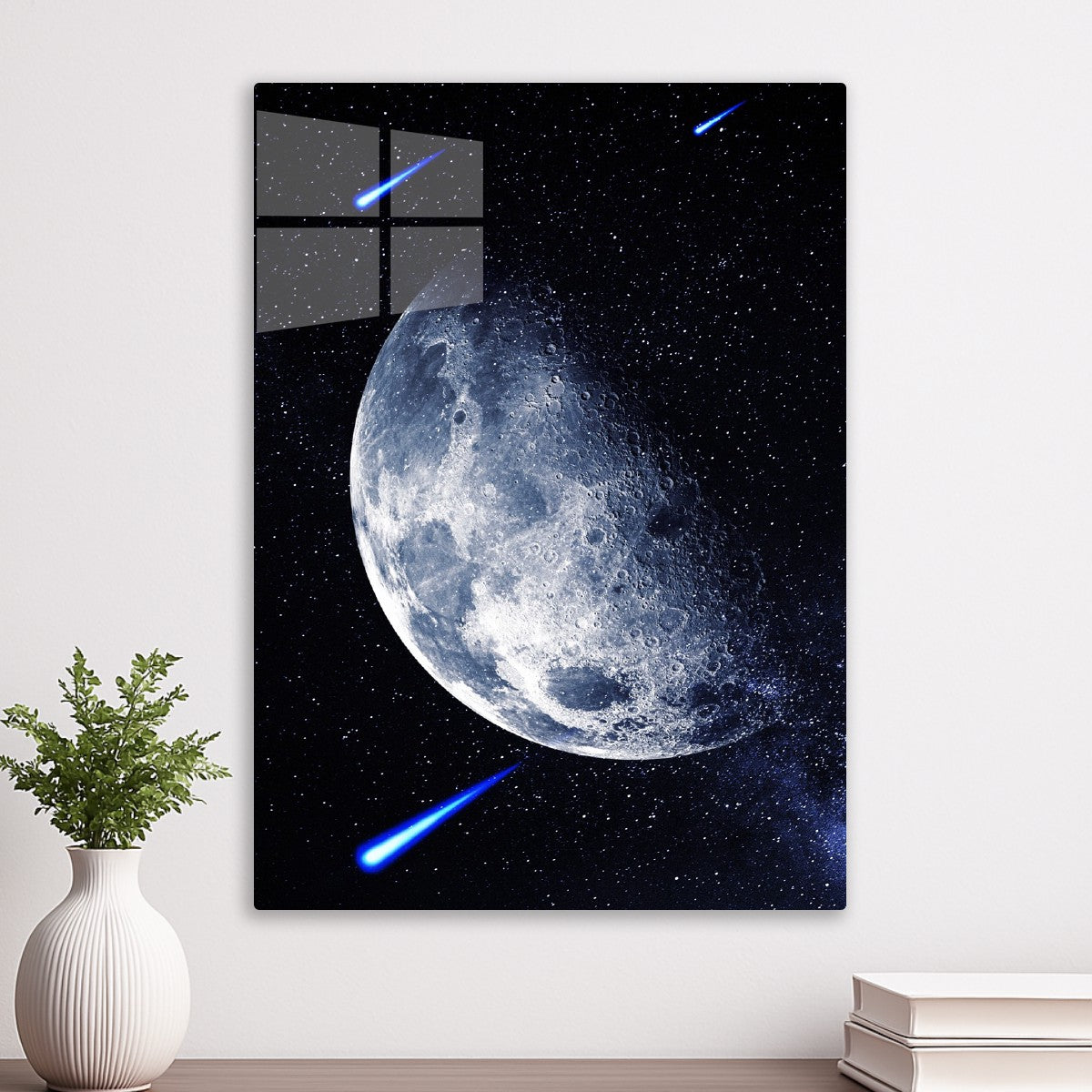 Planet and shooting stars