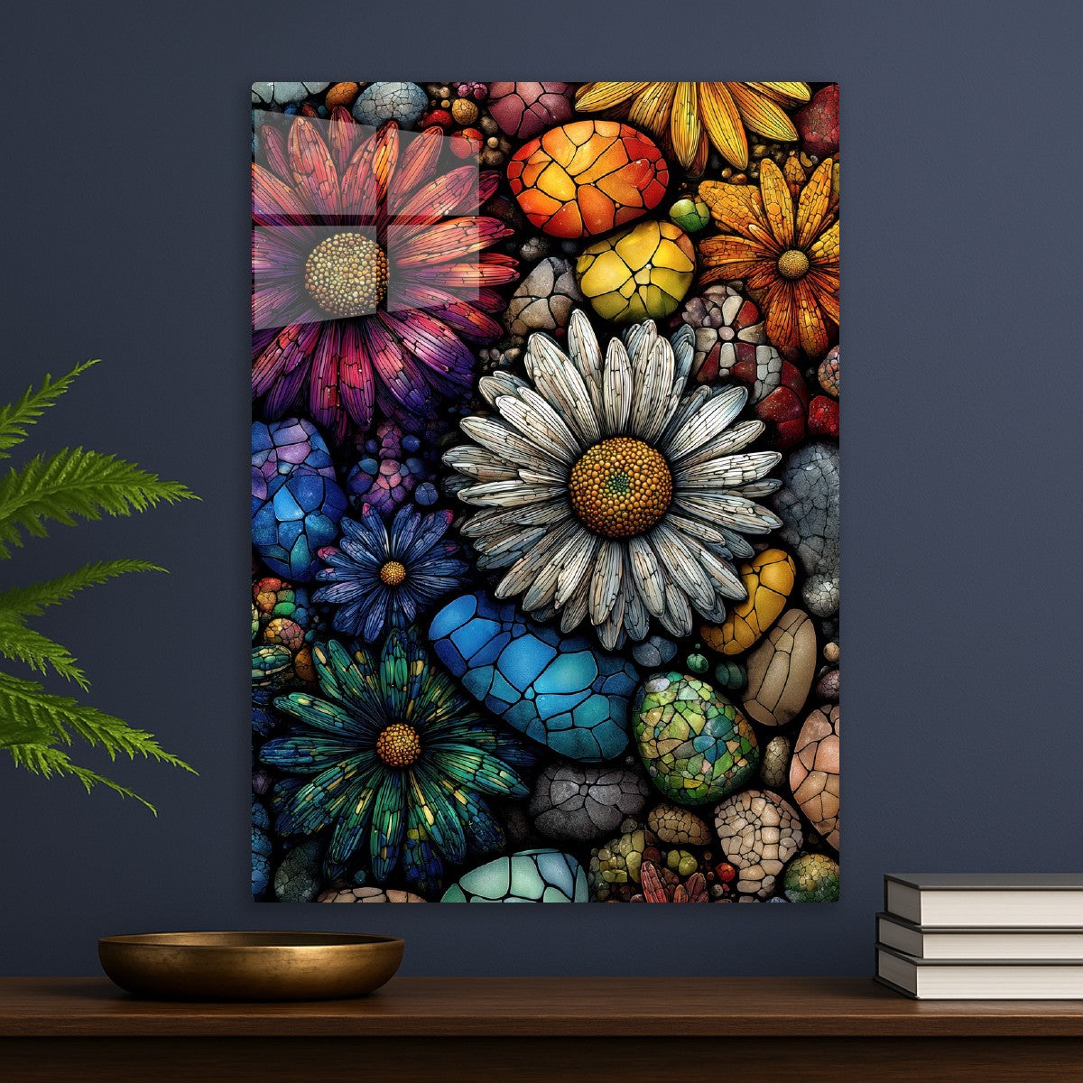 Colorful Flowers and Stones