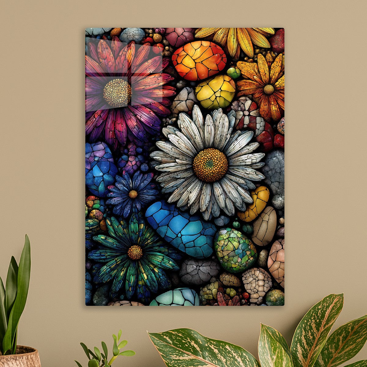 Colorful Flowers and Stones