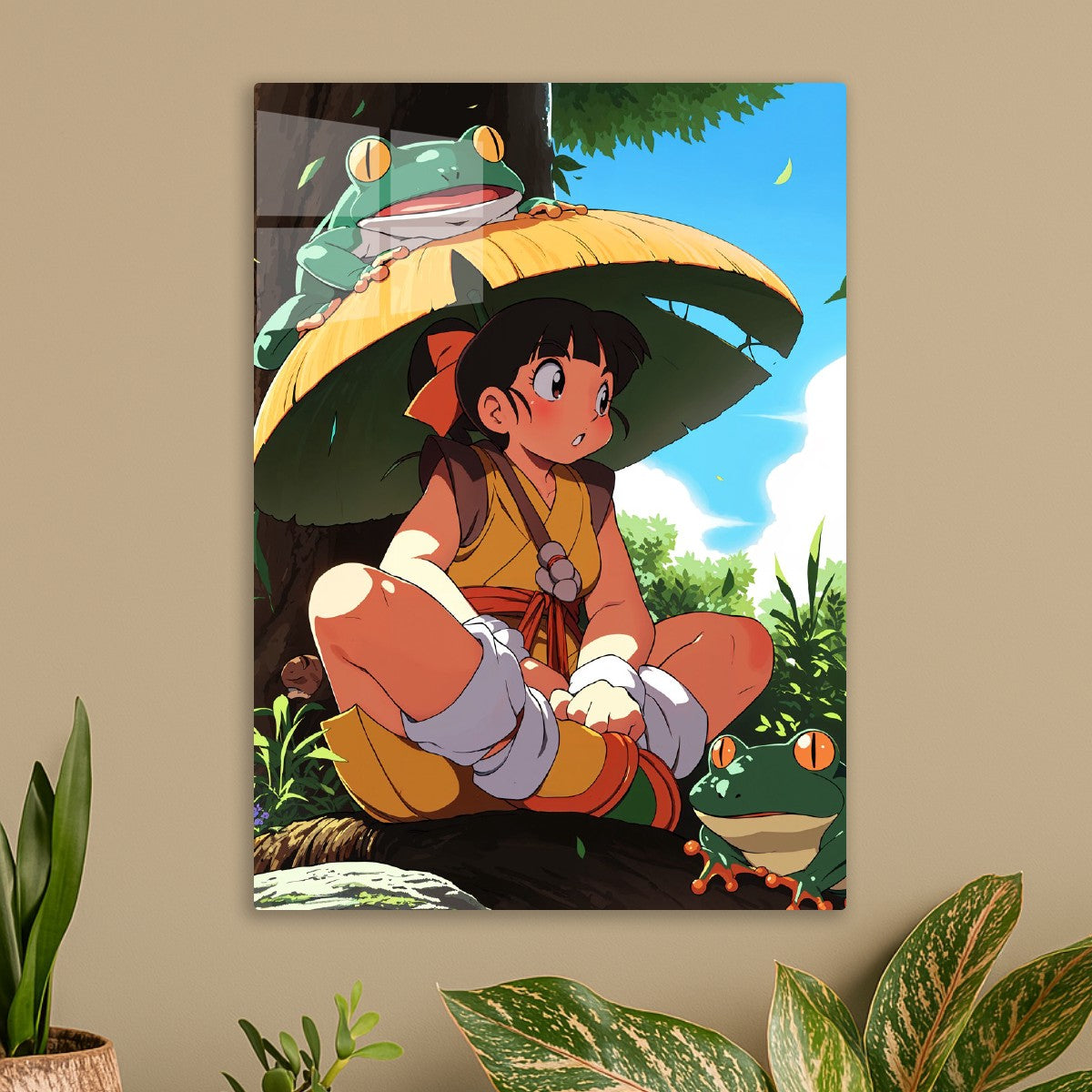 Anime Girl with Frogs