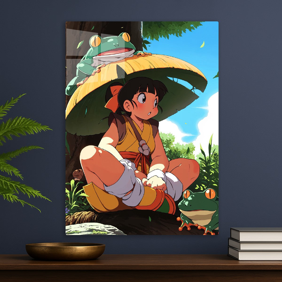 Anime Girl with Frogs