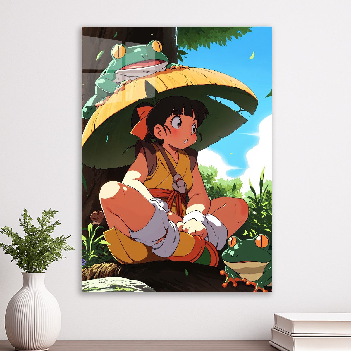 Anime Girl with Frogs