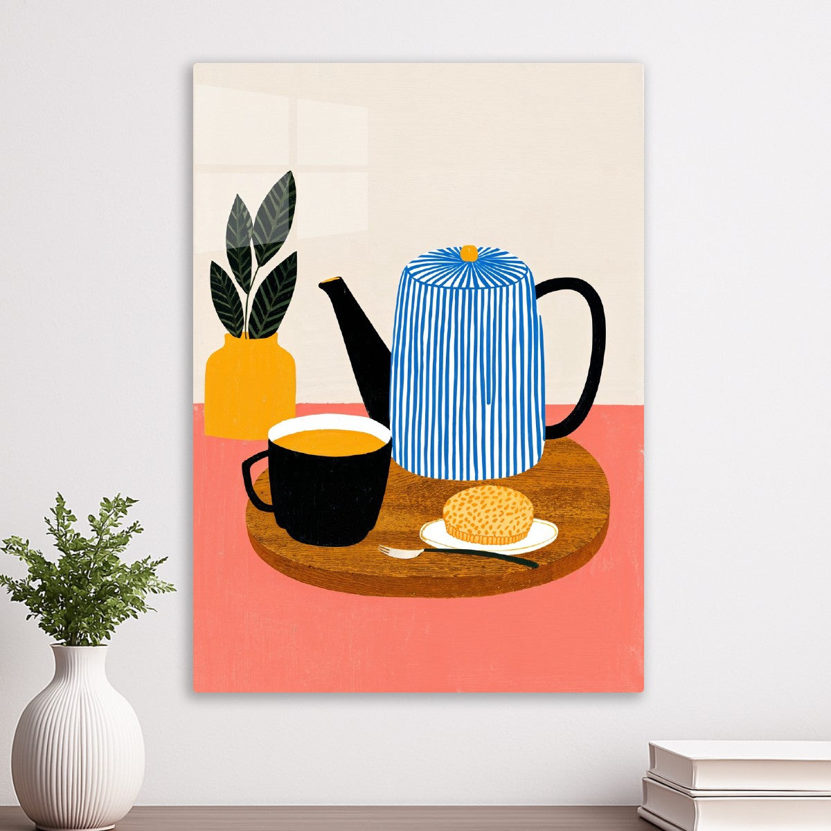 Striped Teapot with Cookie