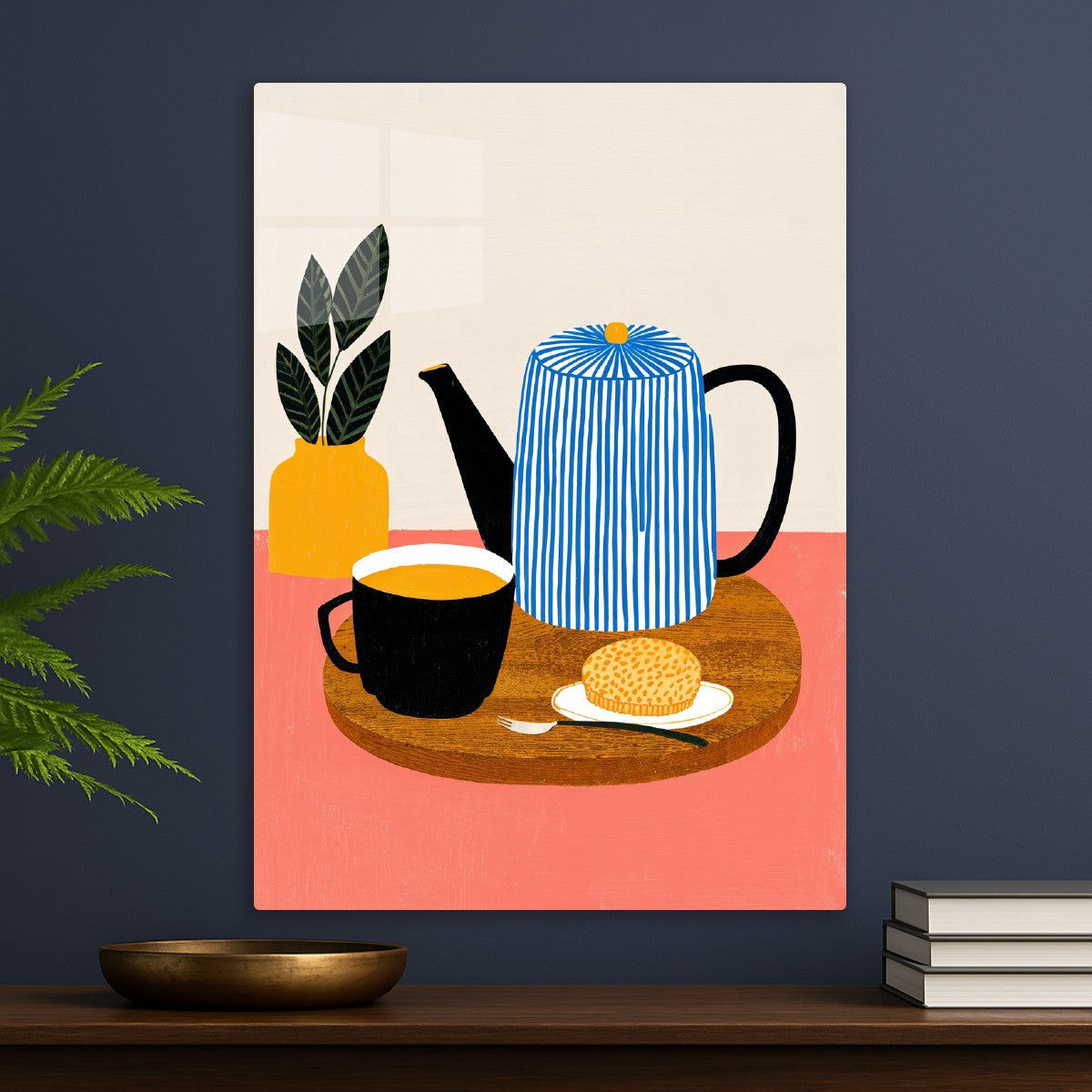Striped Teapot with Cookie