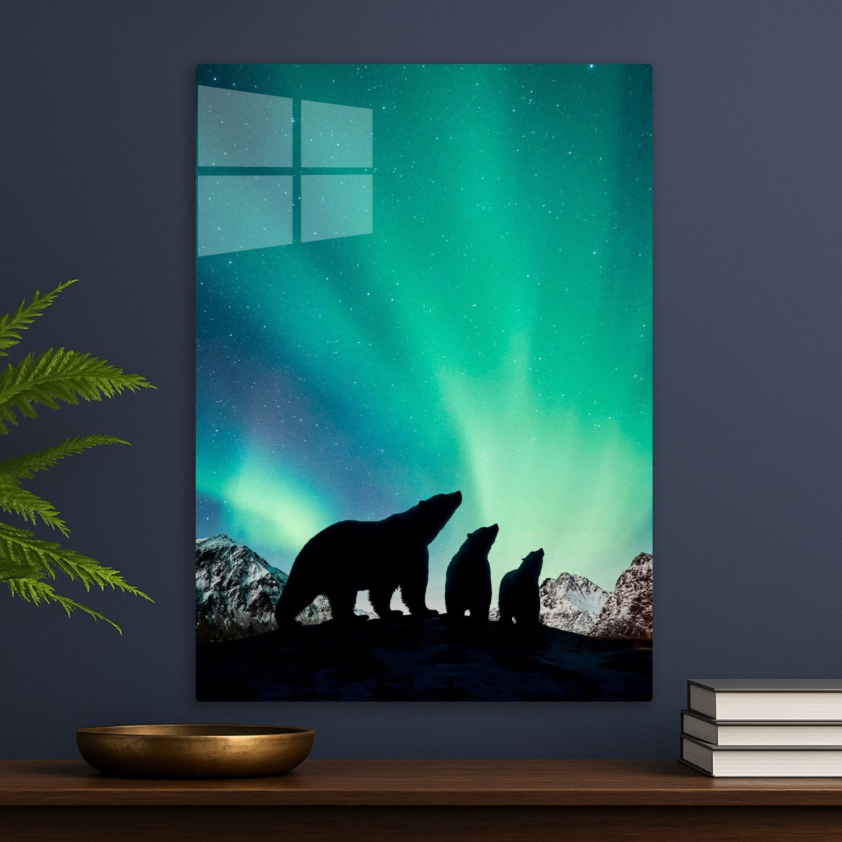 Polar Bears under Aurora 