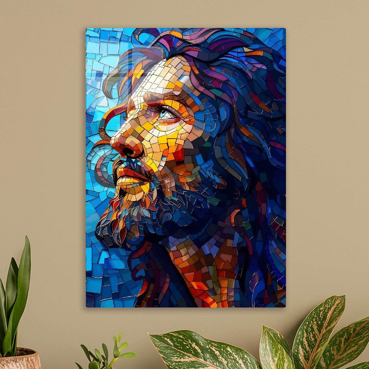 Blue Mosaic Portrait Jesus