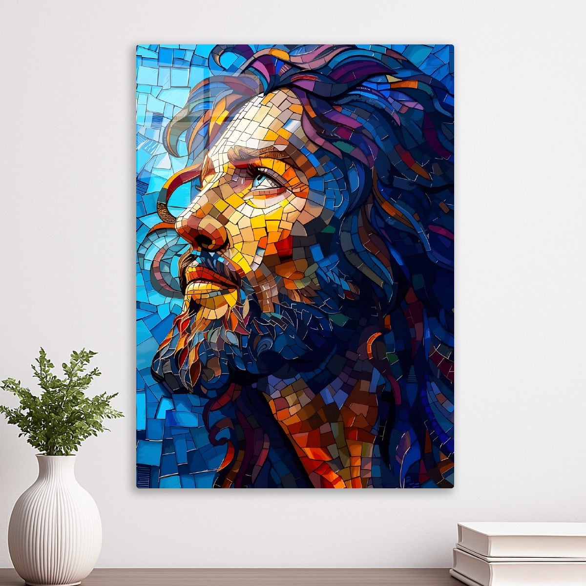 Blue Mosaic Portrait Jesus