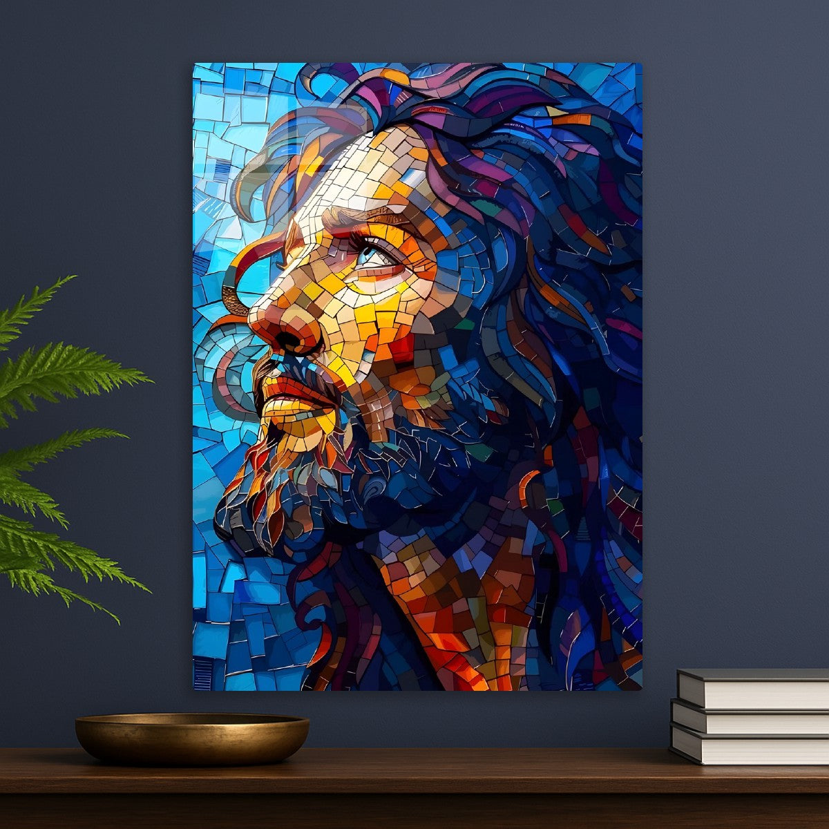 Blue Mosaic Portrait Jesus