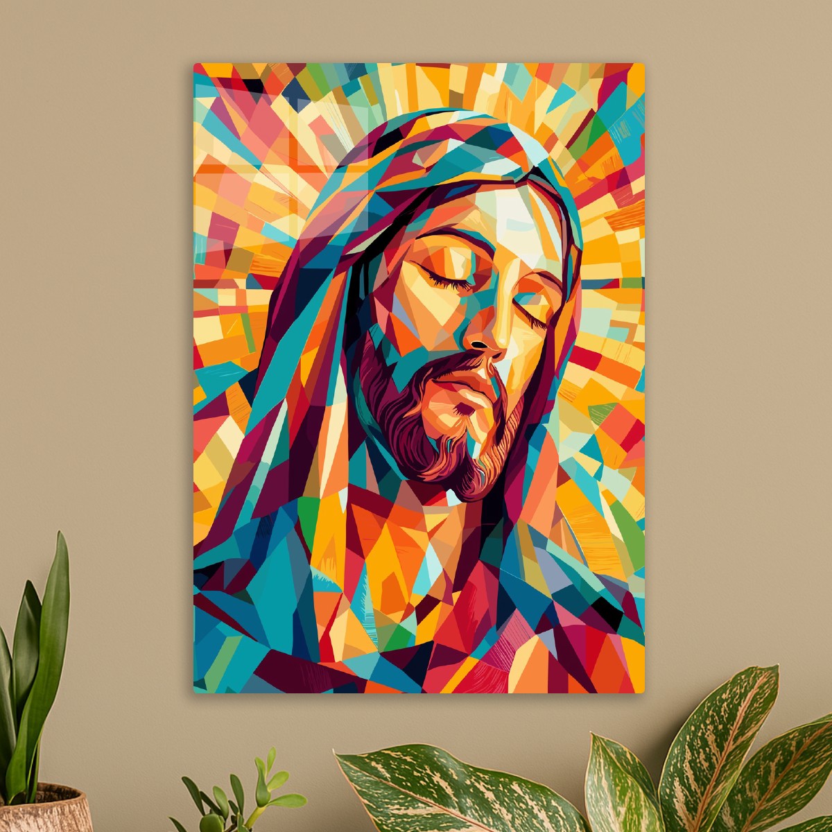 Golden Stained Glass Christ