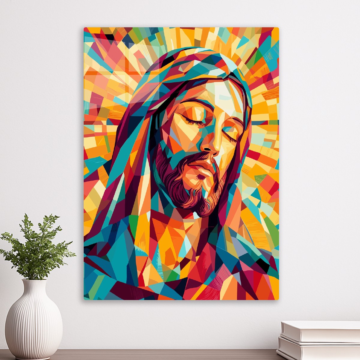 Golden Stained Glass Christ