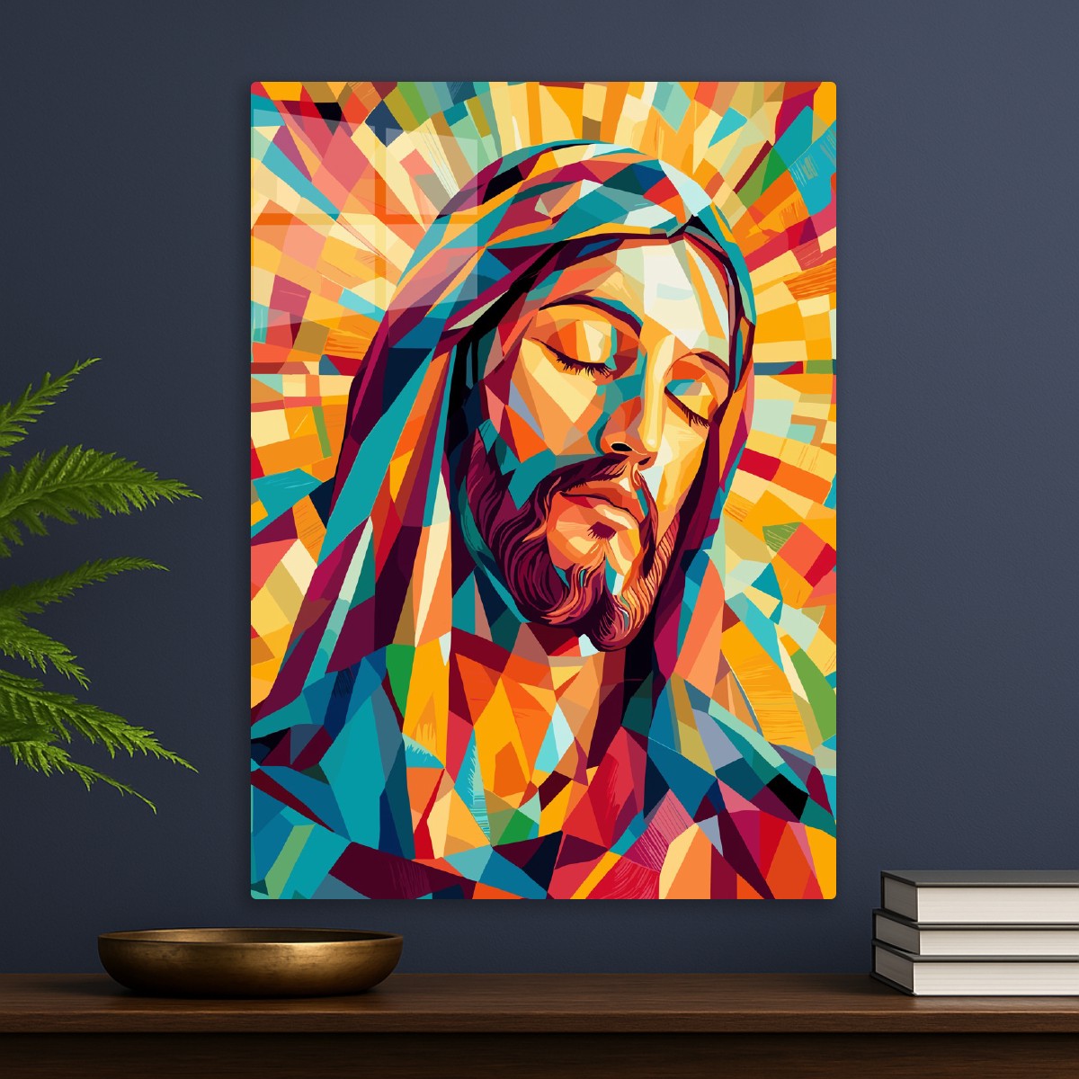 Golden Stained Glass Christ