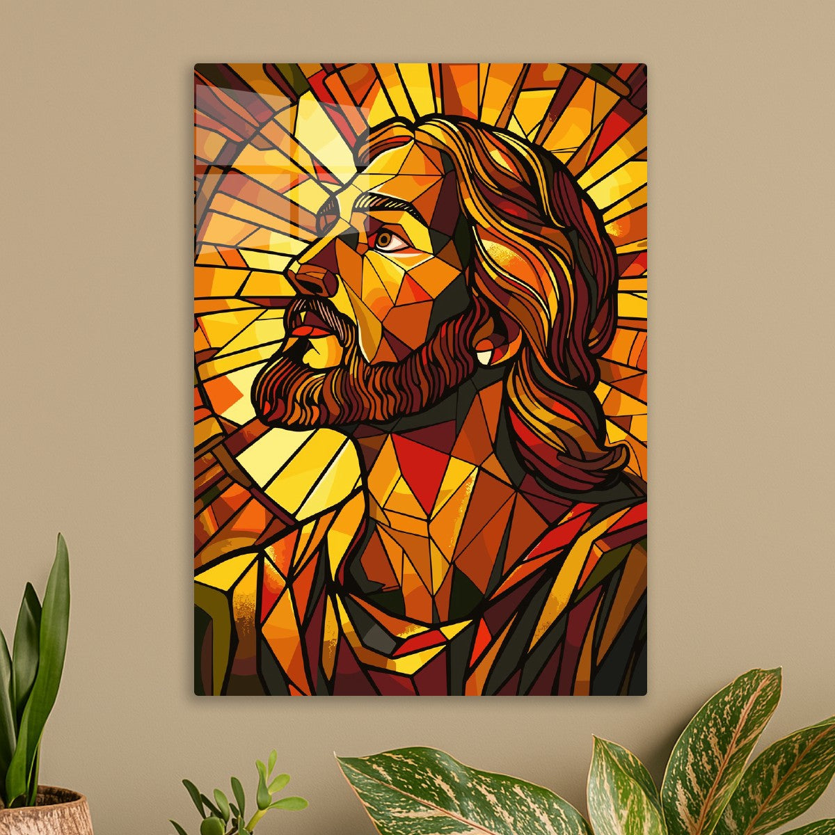 Vibrant Geometric Icon Jesus