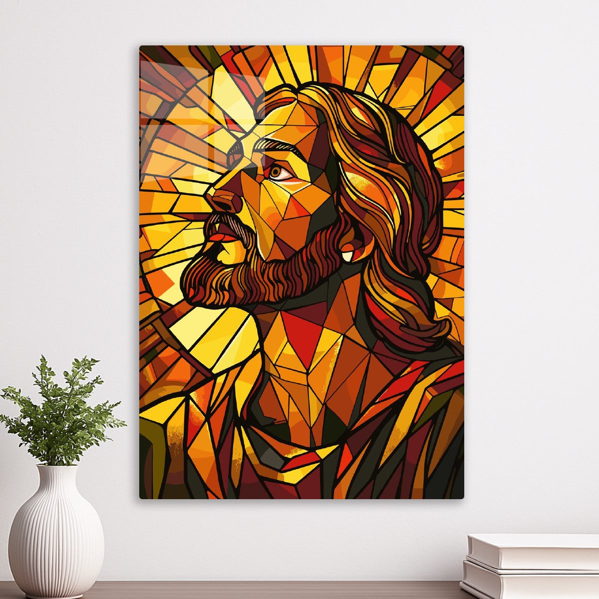 Vibrant Geometric Icon Jesus