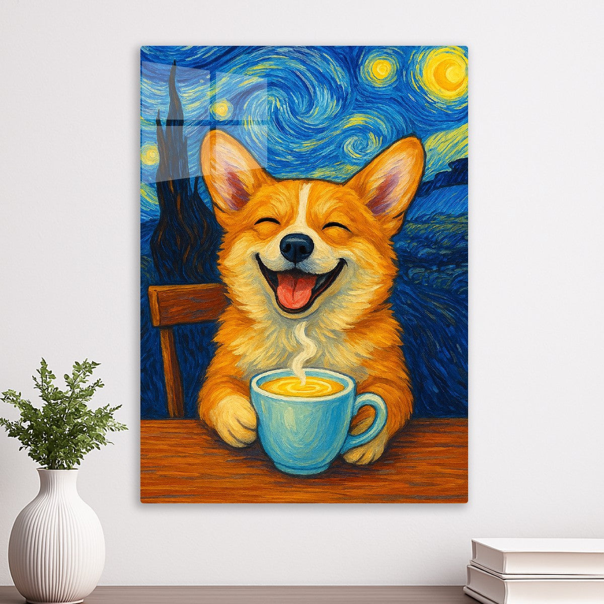 Corgi Coffee Starry Night