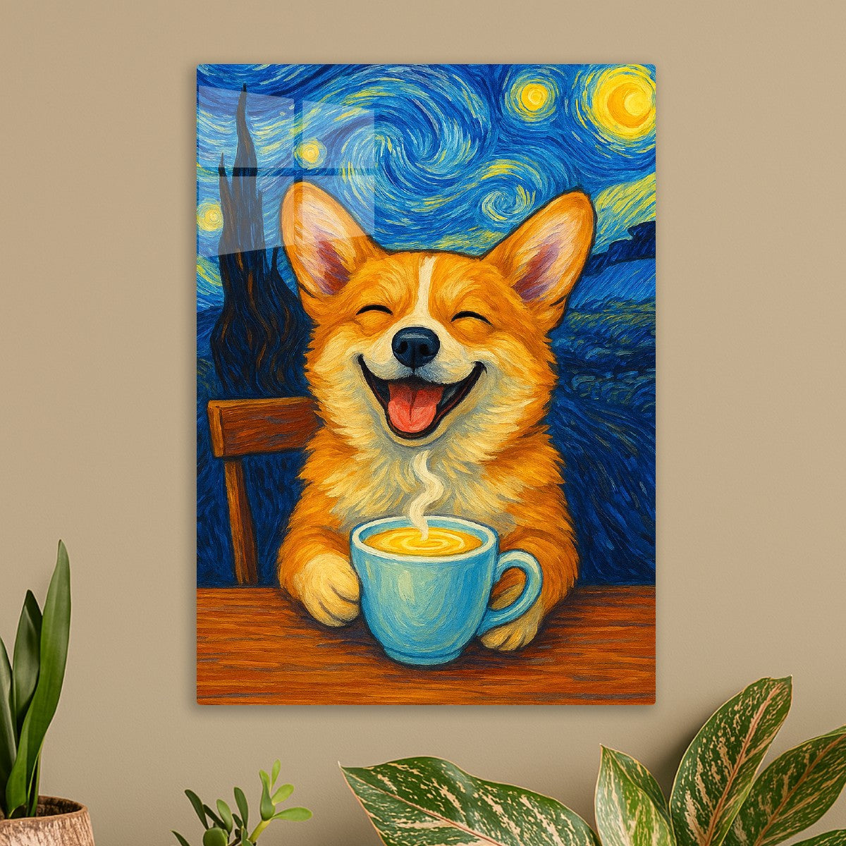 Corgi Coffee Starry Night