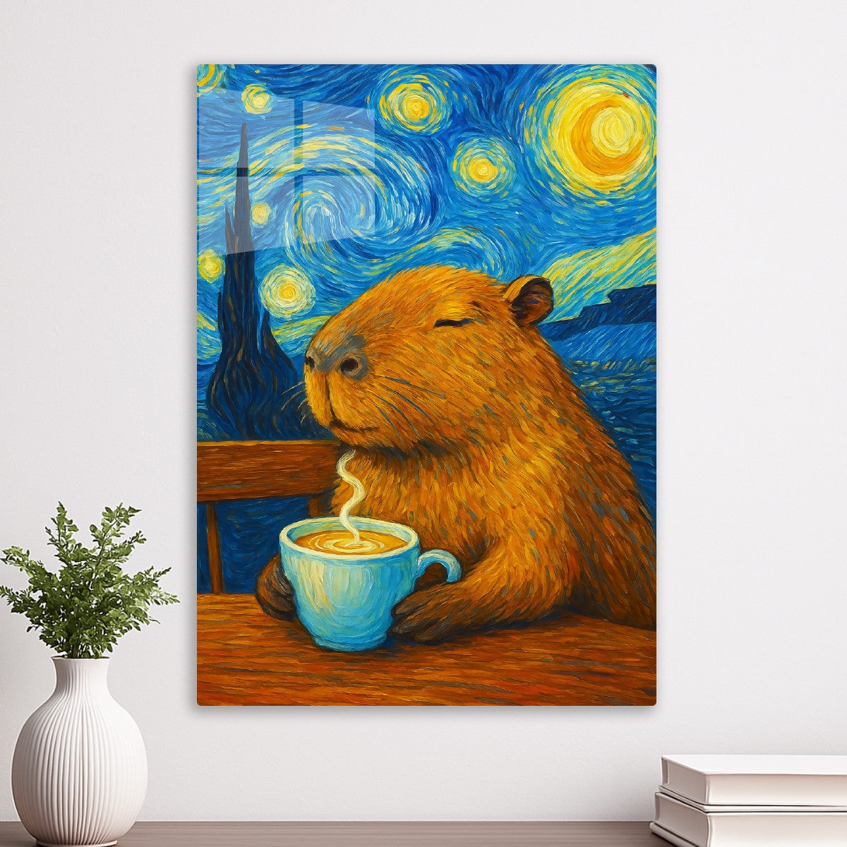 Capybara Coffee Starry Night
