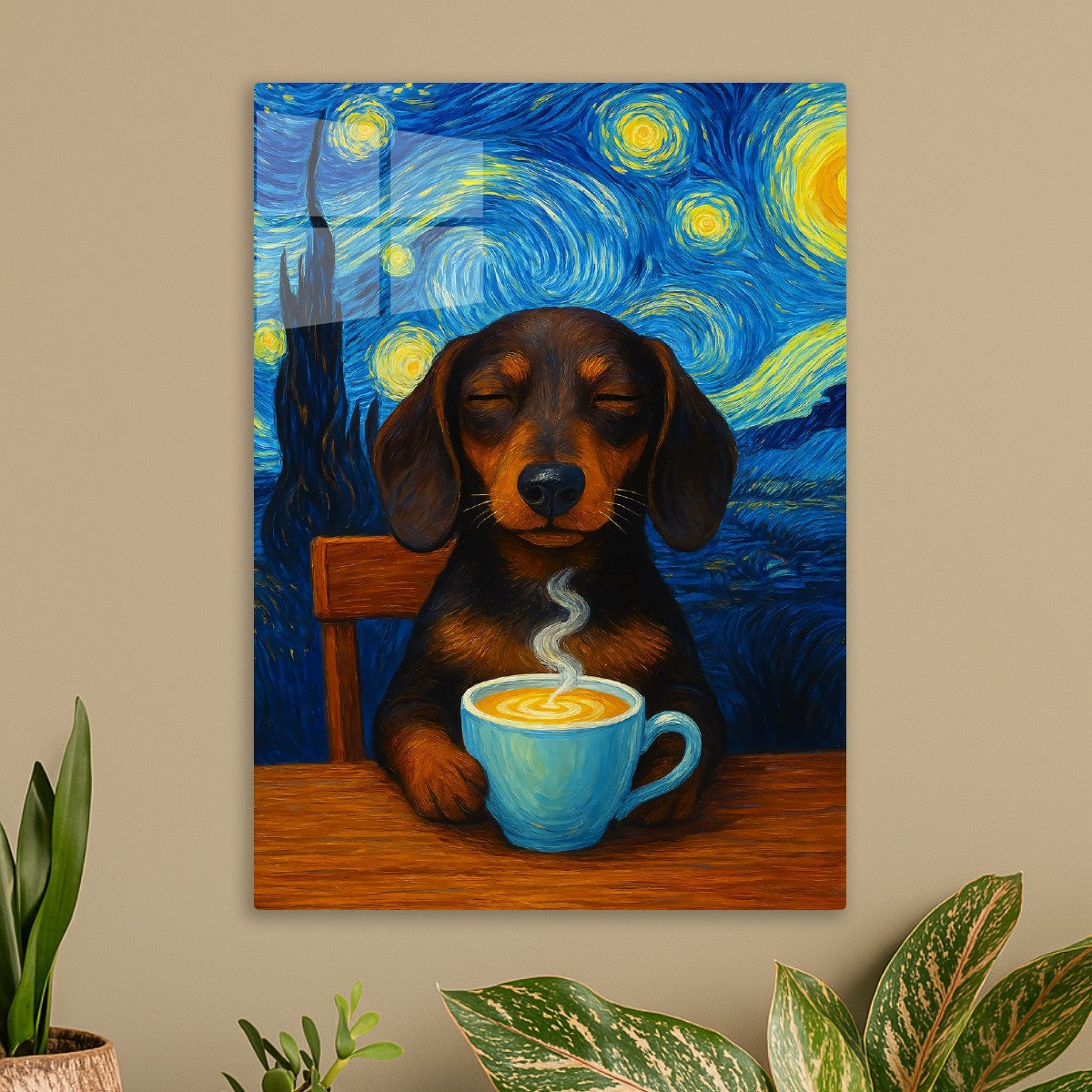 Dachshund Coffee Starry Night 