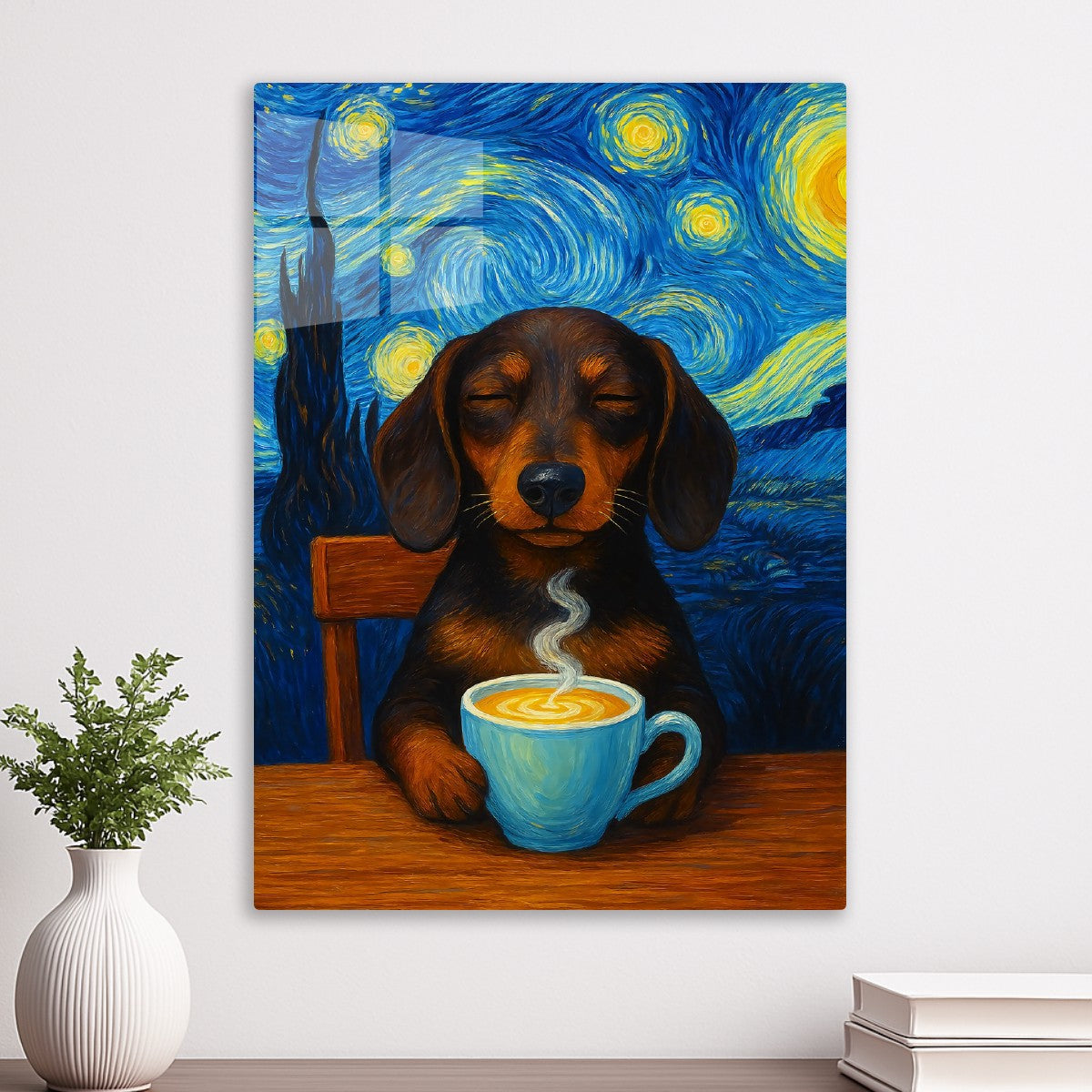 Dachshund Coffee Starry Night 