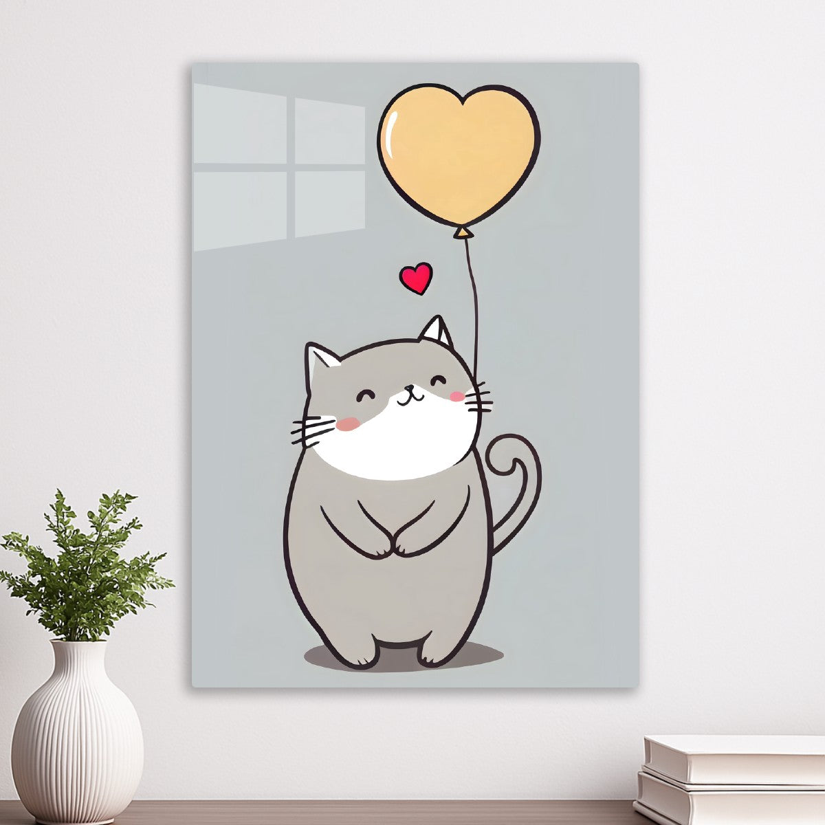 Cute cat and yellow balloon