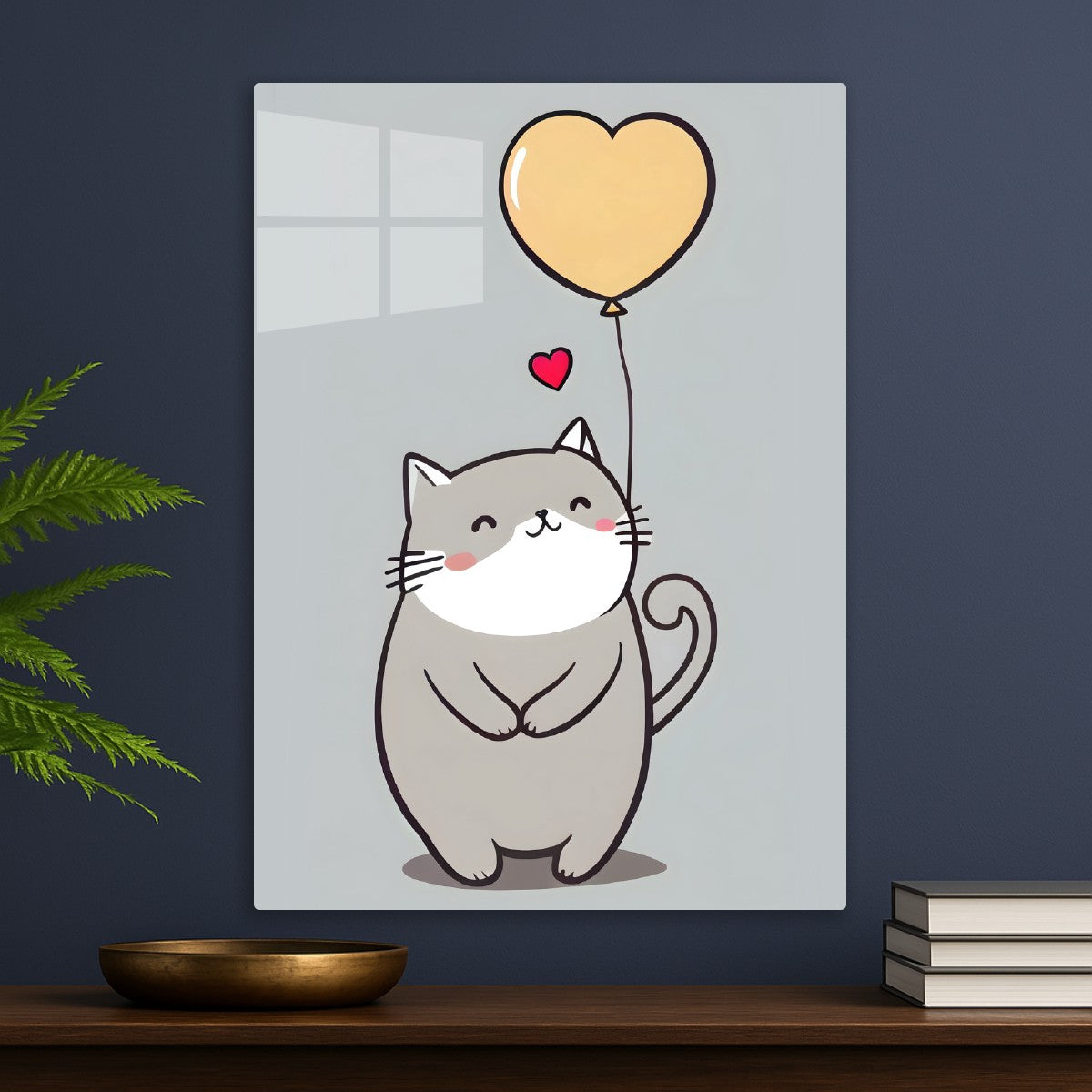 Cute cat and yellow balloon