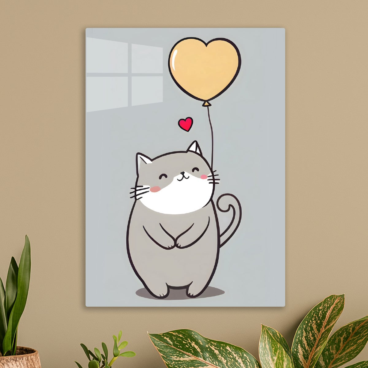 Cute cat and yellow balloon