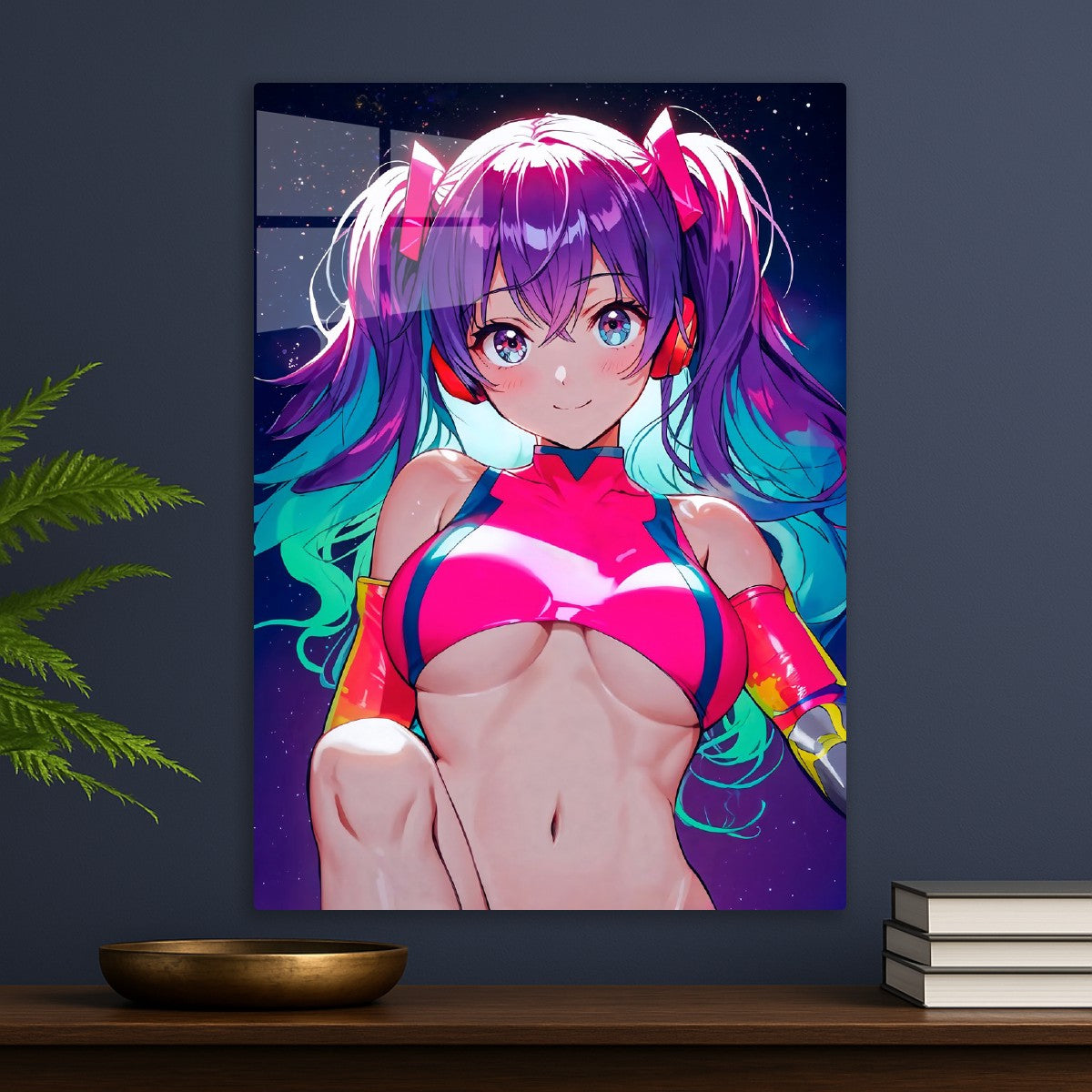 Sexy Anime Girl with Purple Ha