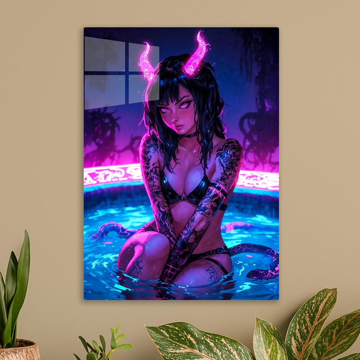 Hot Neon Demon Girl in the Pool