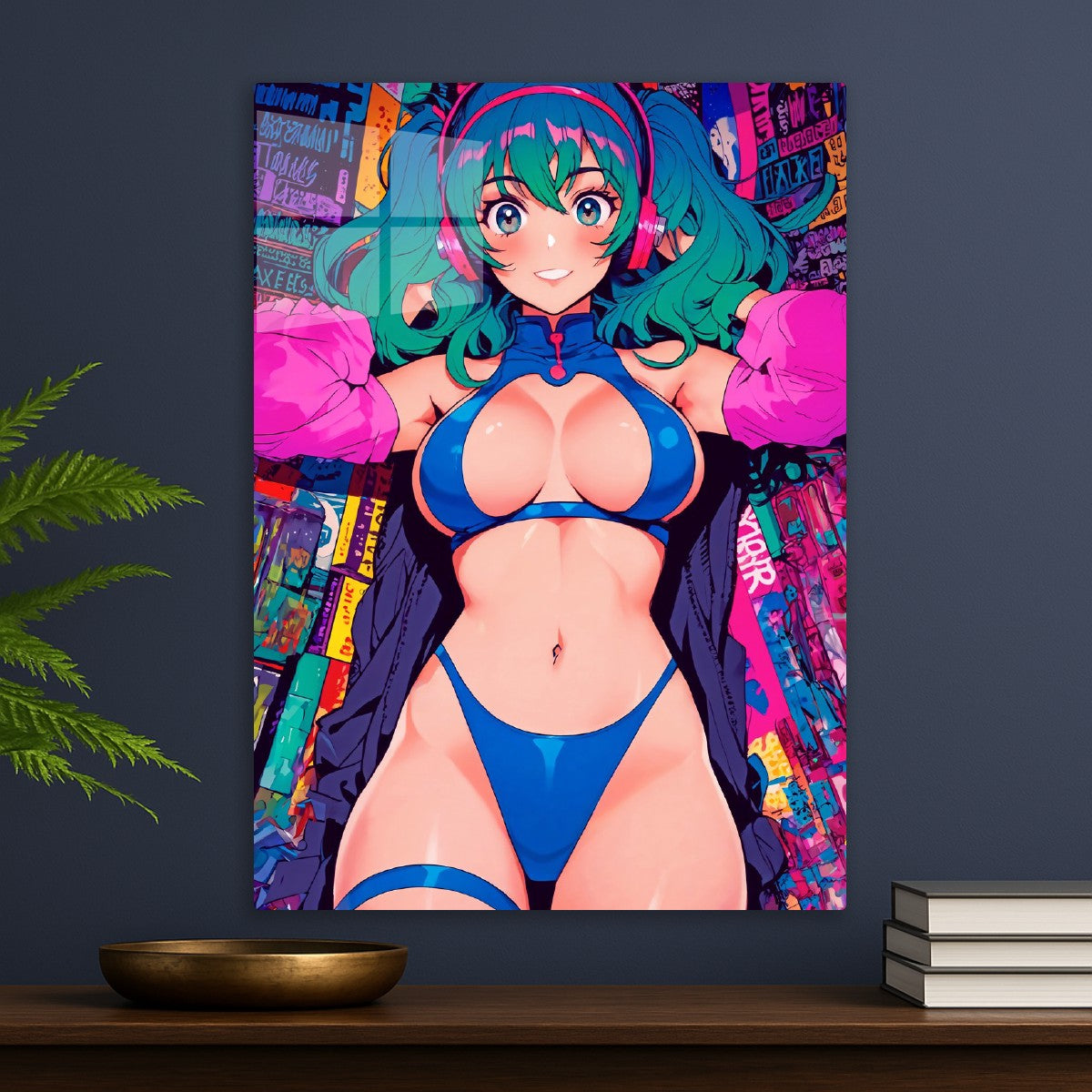 Sexy Comic Girl in Blue Bikini