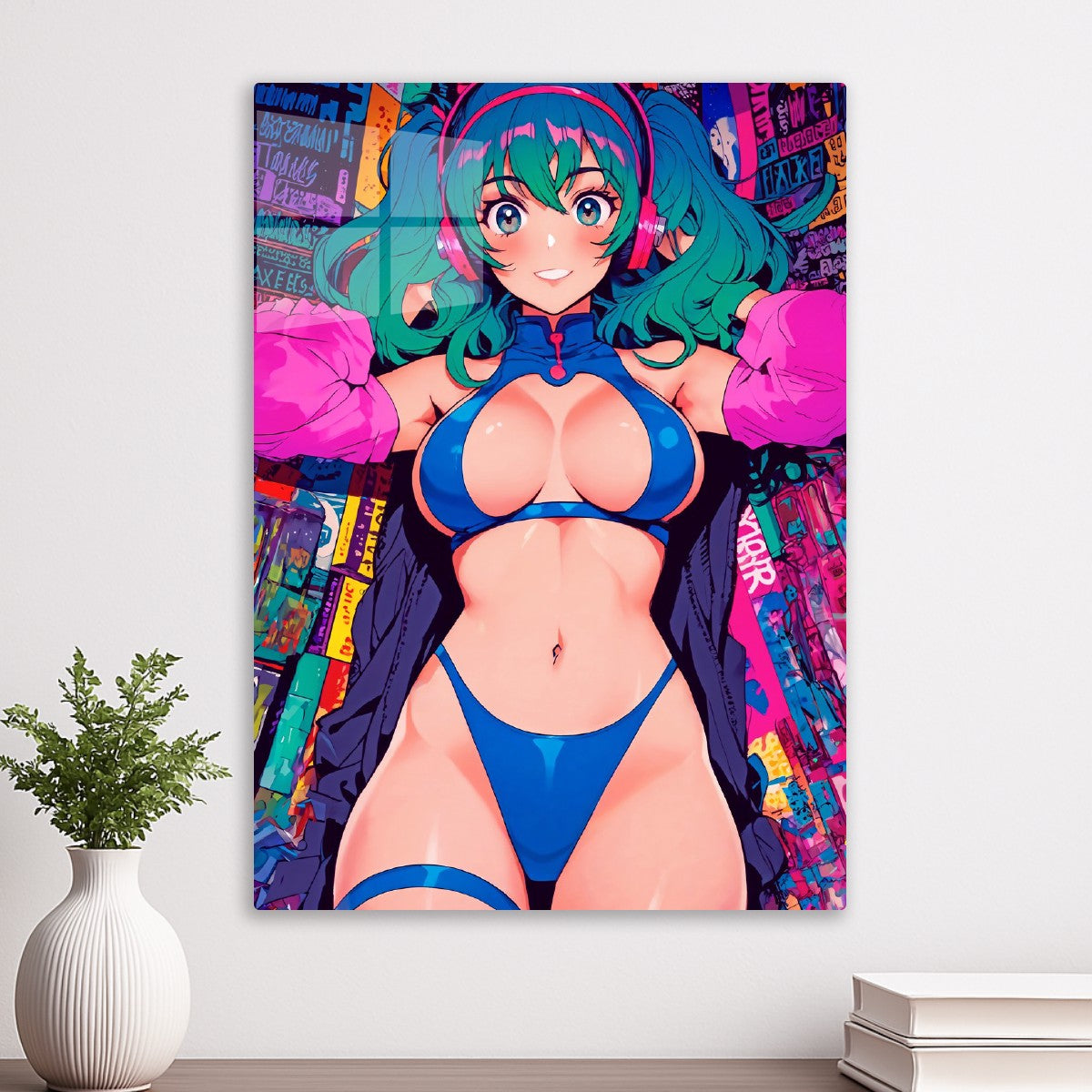 Sexy Comic Girl in Blue Bikini