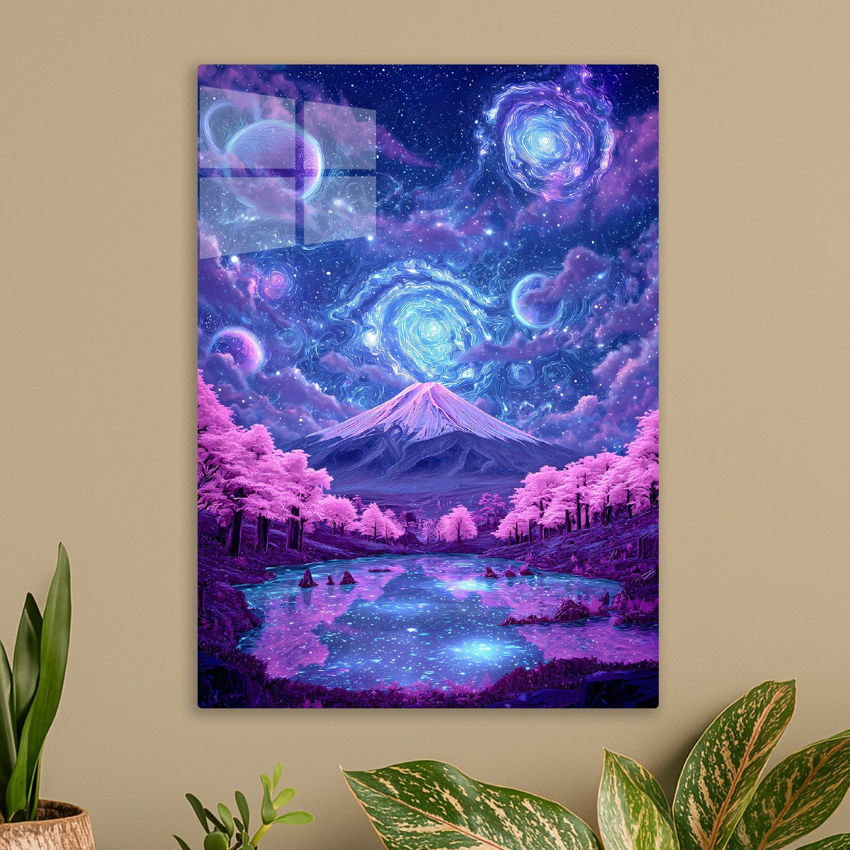 Mount Fuji Cherry Blossom Starry Night