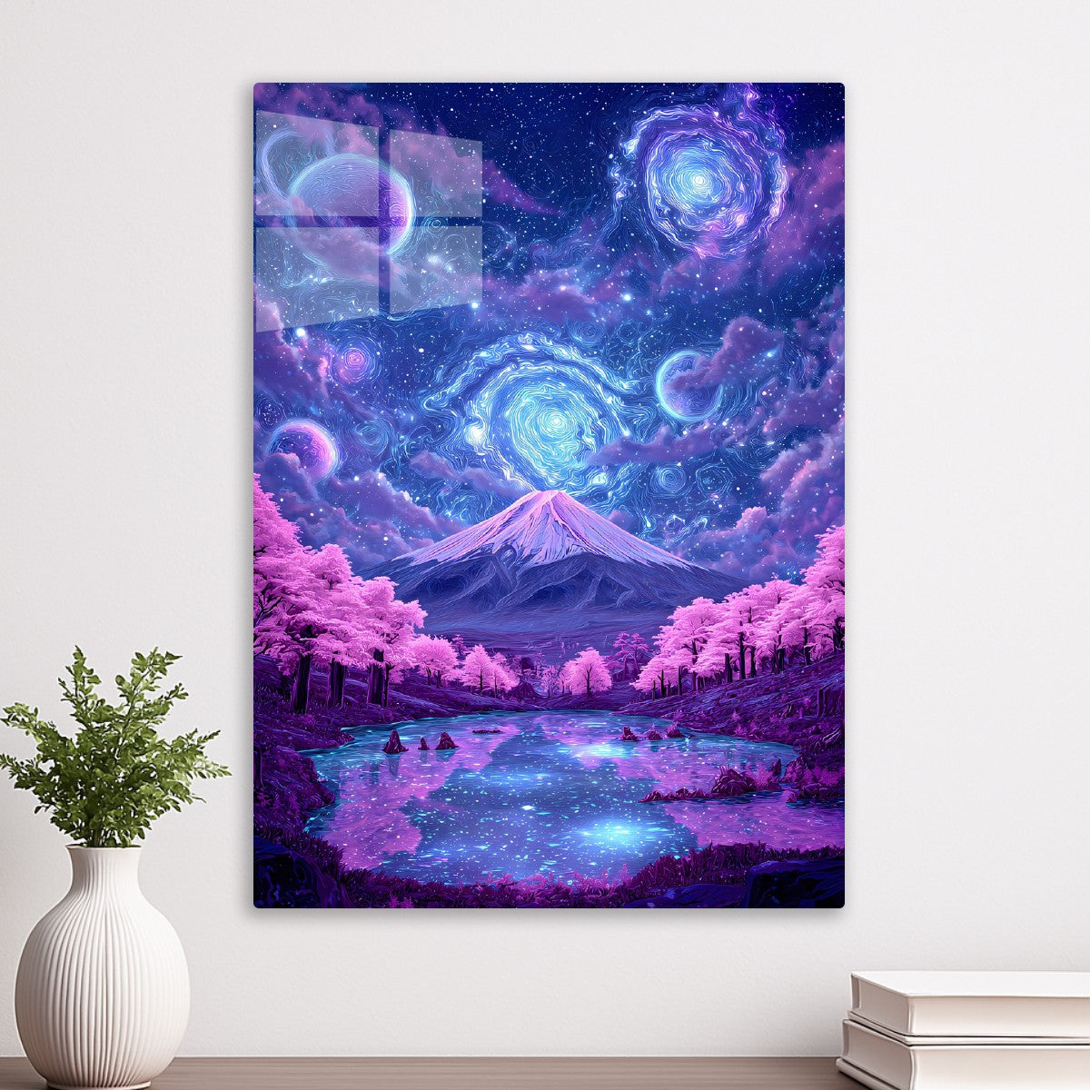 Mount Fuji Cherry Blossom Starry Night