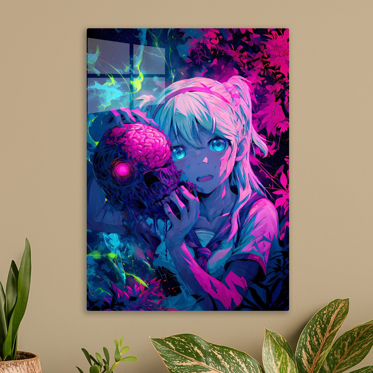 Neon Anime Girl Horror  Fantasy