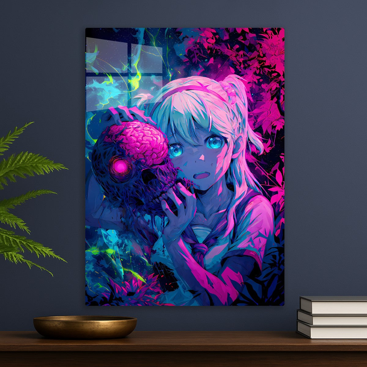 Neon Anime Girl Horror  Fantasy