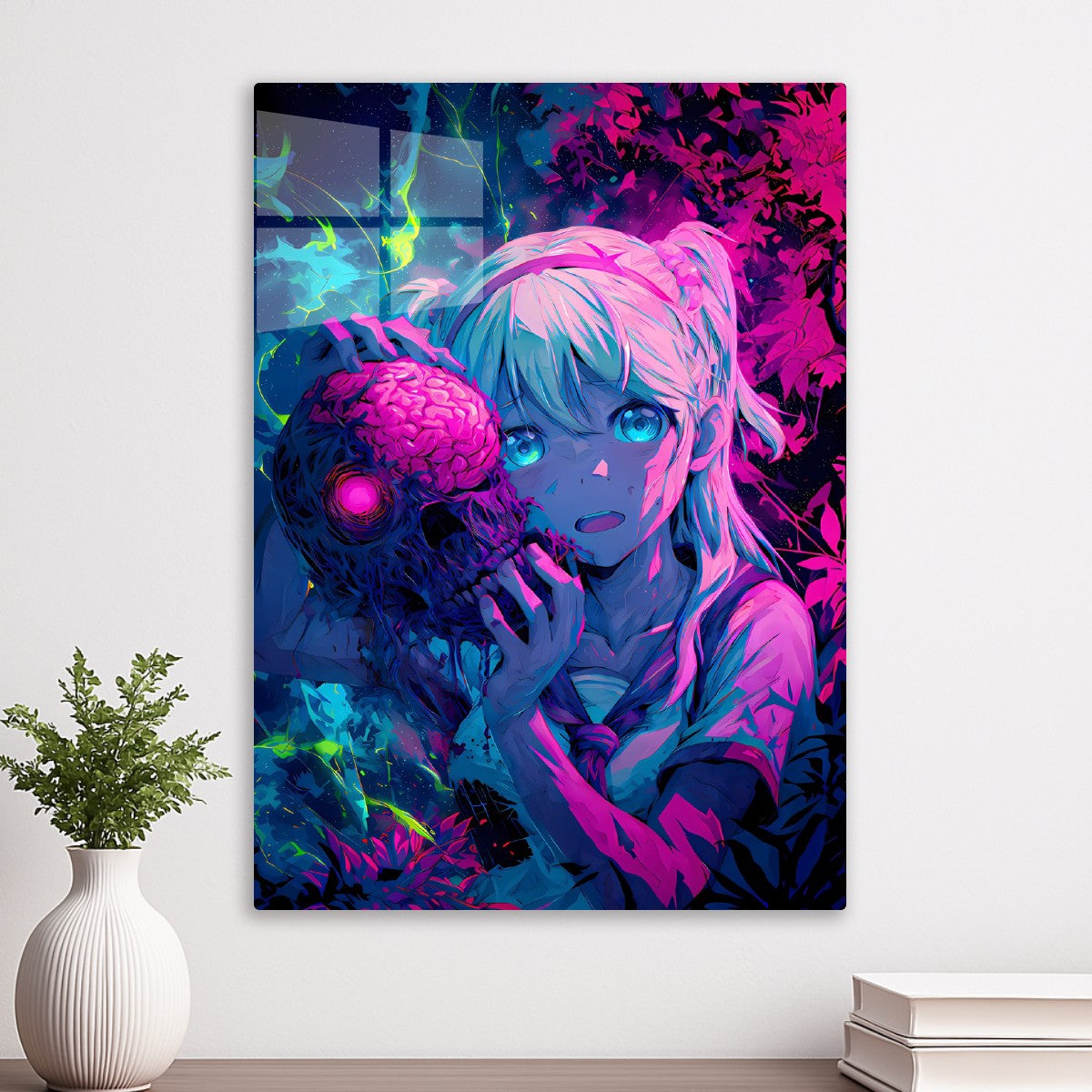 Neon Anime Girl Horror  Fantasy