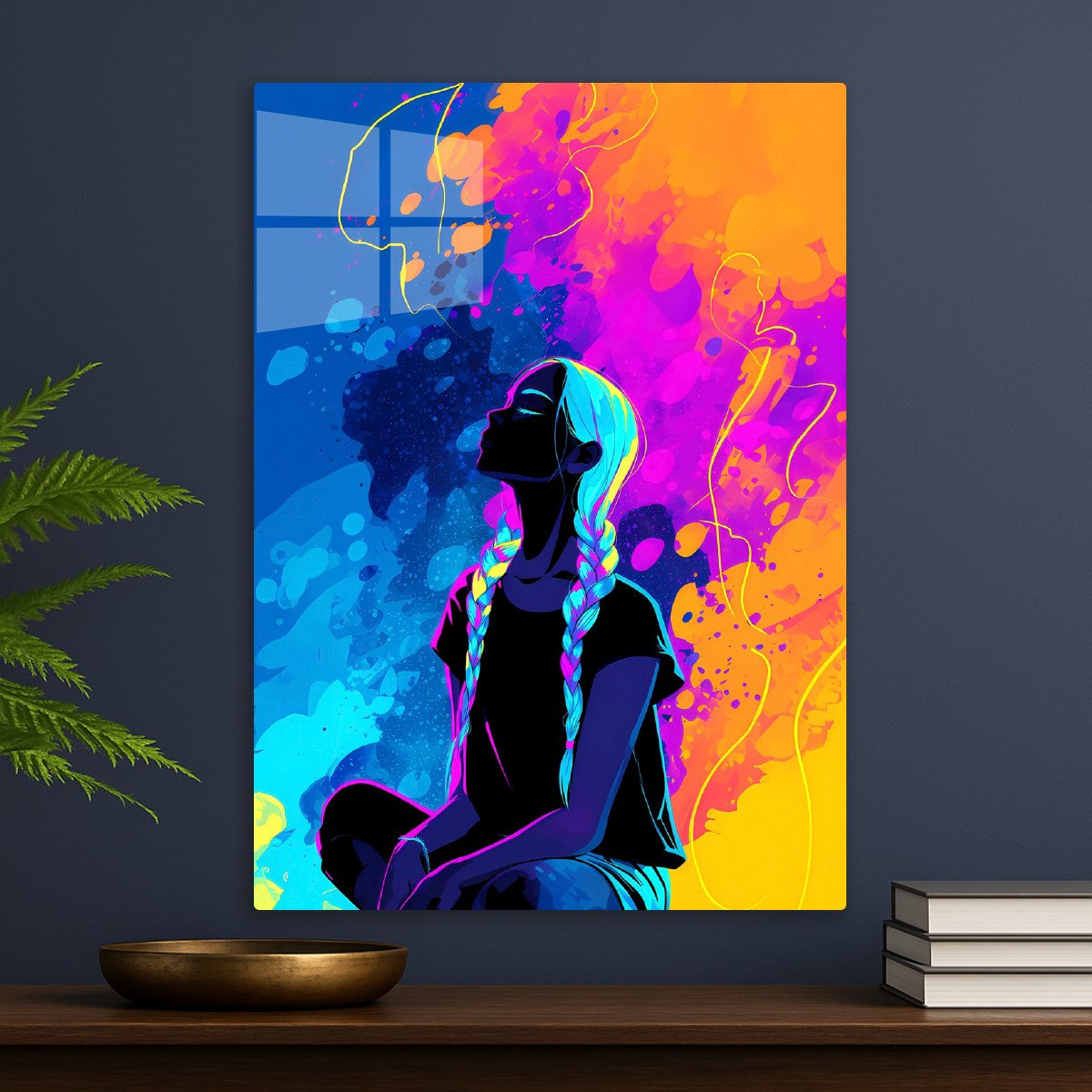 Neon Anime Girl in meditation