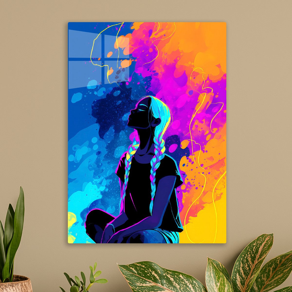 Neon Anime Girl in meditation