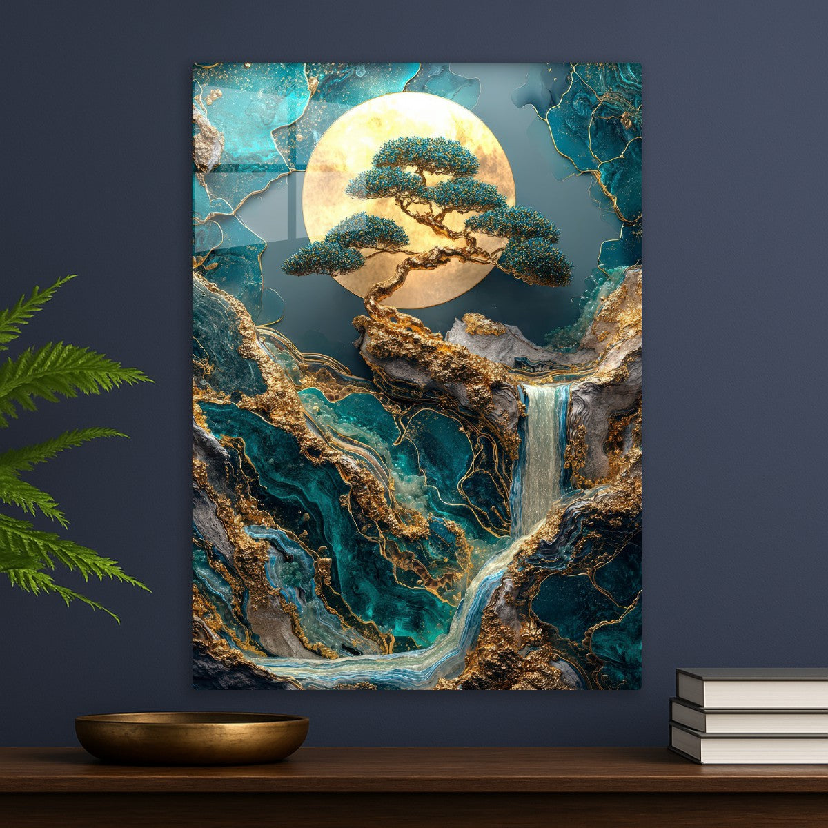 Golden Japanese Waterfall Landscape 