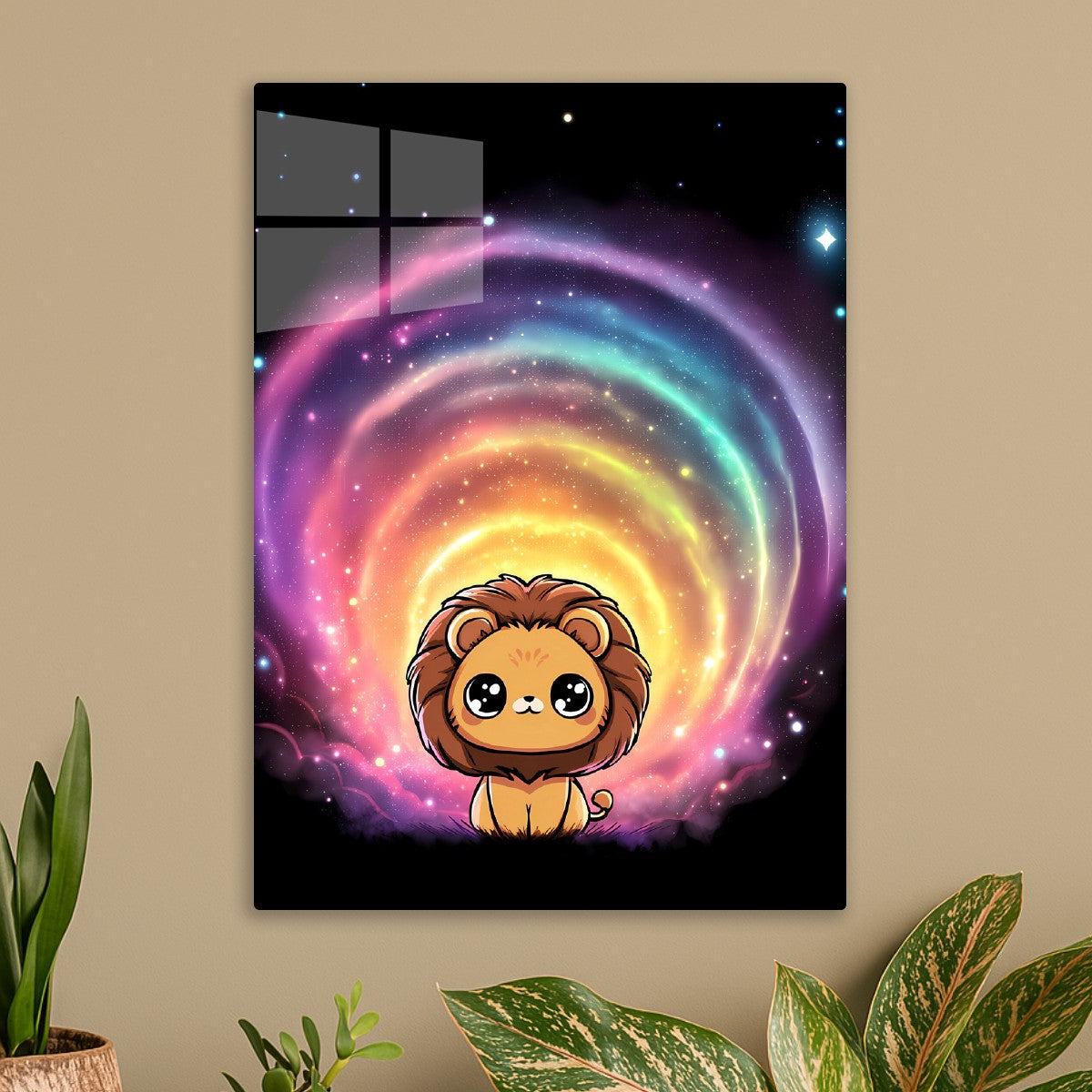 Cute Lion Chibi Rainbow Space