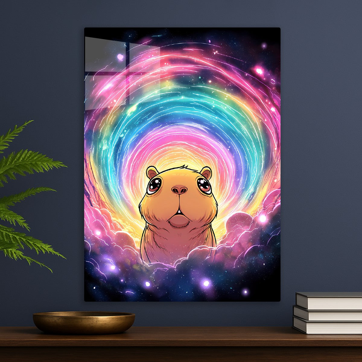 Cute Capybara Rainbow Space