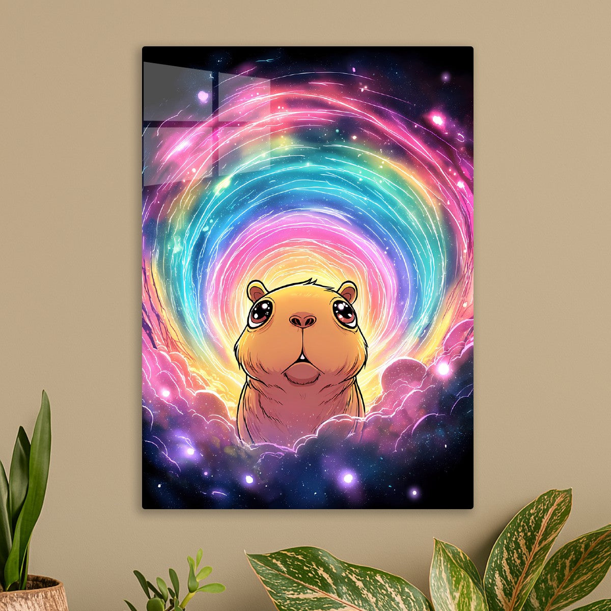 Cute Capybara Rainbow Space