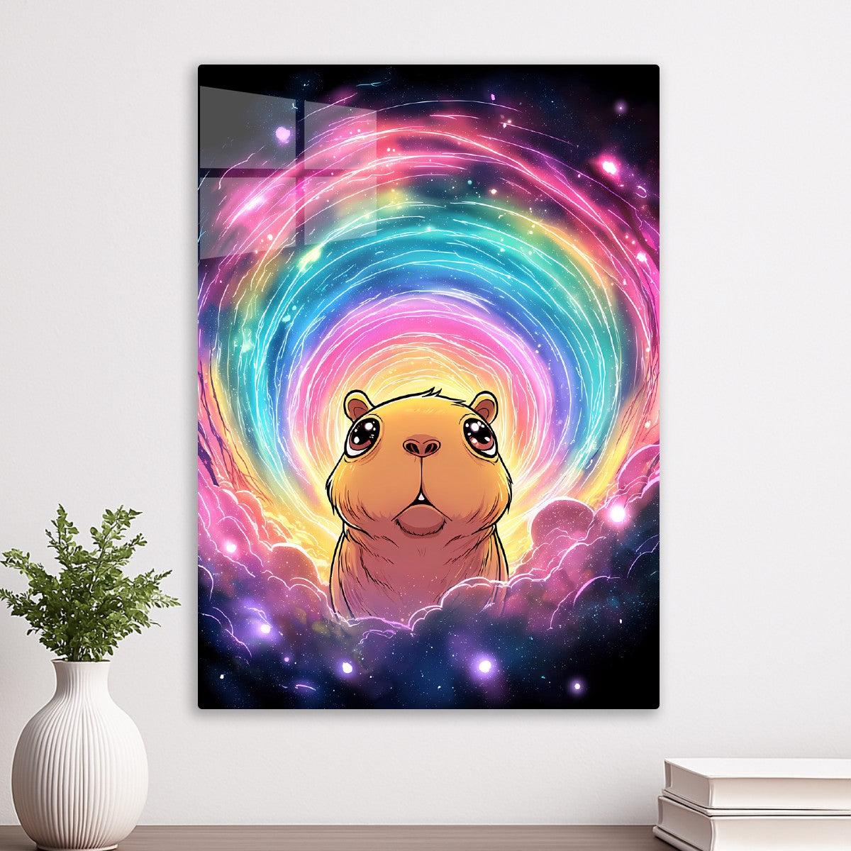 Cute Capybara Rainbow Space