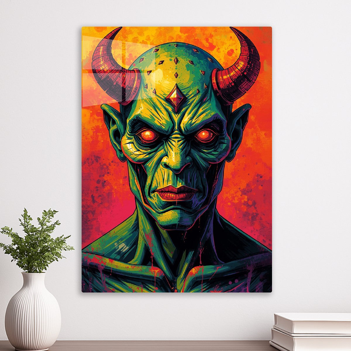 Red eyes and lips devil