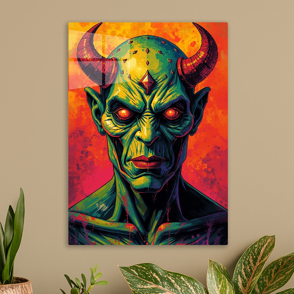 Red eyes and lips devil