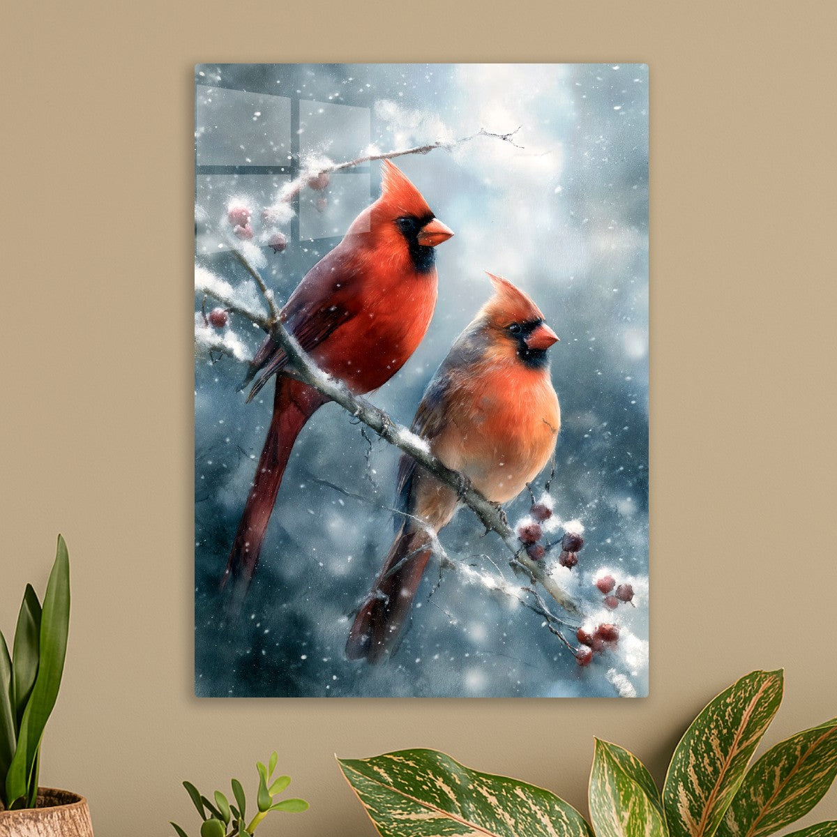 Vibrant Cardinals in Winter