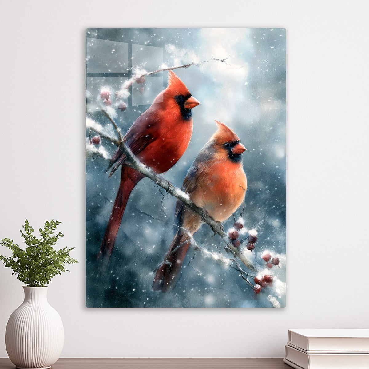 Vibrant Cardinals in Winter