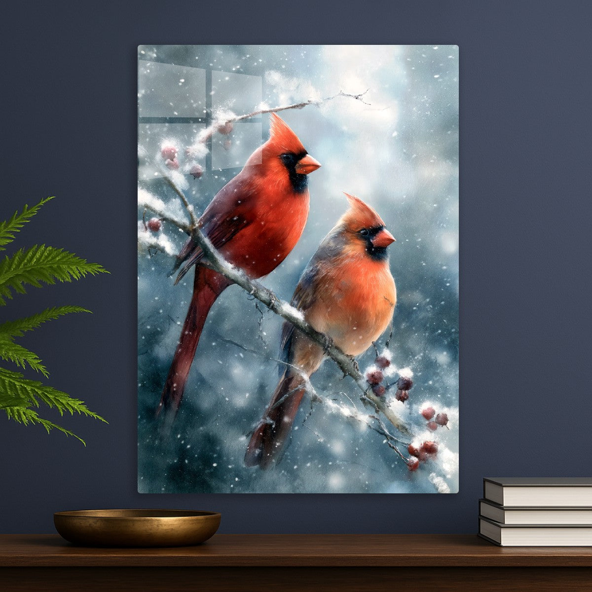 Vibrant Cardinals in Winter