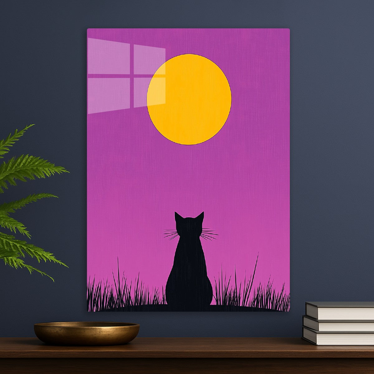 Cat Under Yellow Moon