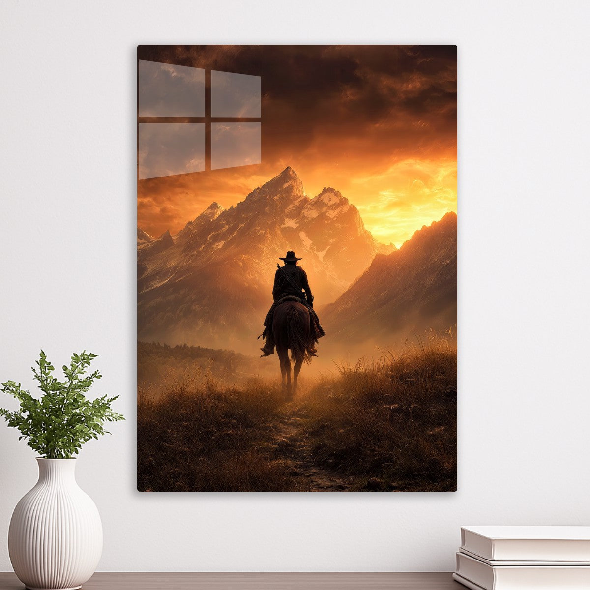 Lone Rider at Sunset