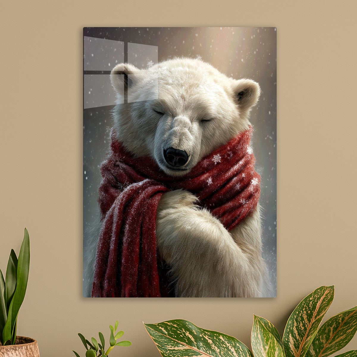 Polar Bear Wearing Red Scarf