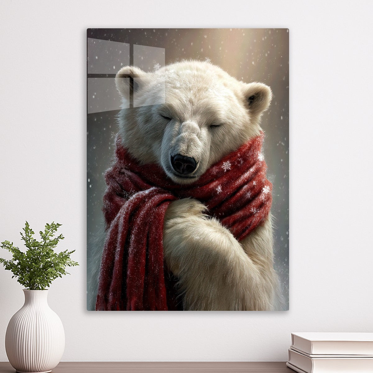 Polar Bear Wearing Red Scarf